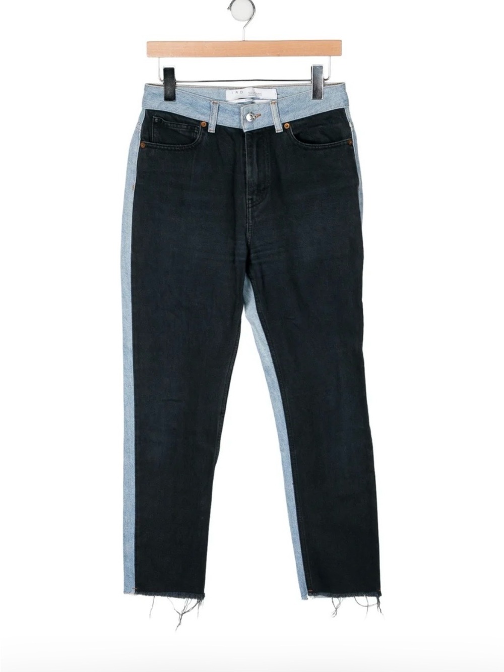 IRO Paris Two-Tone Straight Leg High Rise Experience Jeans